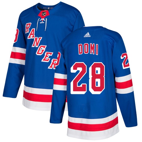 Adidas Men New York Rangers #28 Tie Domi Royal Blue Home Authentic Stitched NHL Jersey->new york rangers->NHL Jersey